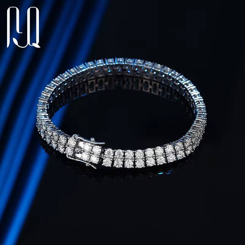 PYQ 6mm01ct 2 925 Sterling Silver Tennis Bracelet Moissanite Tennis Chains Double Layer Iced Out Tennis Bracelet