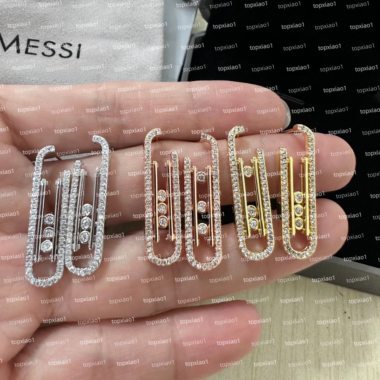 luxury earrings messikass earrings designer messi earrings for women messina earrings Move 10th earrings Three diamond sliding earrings Misska earrings messk