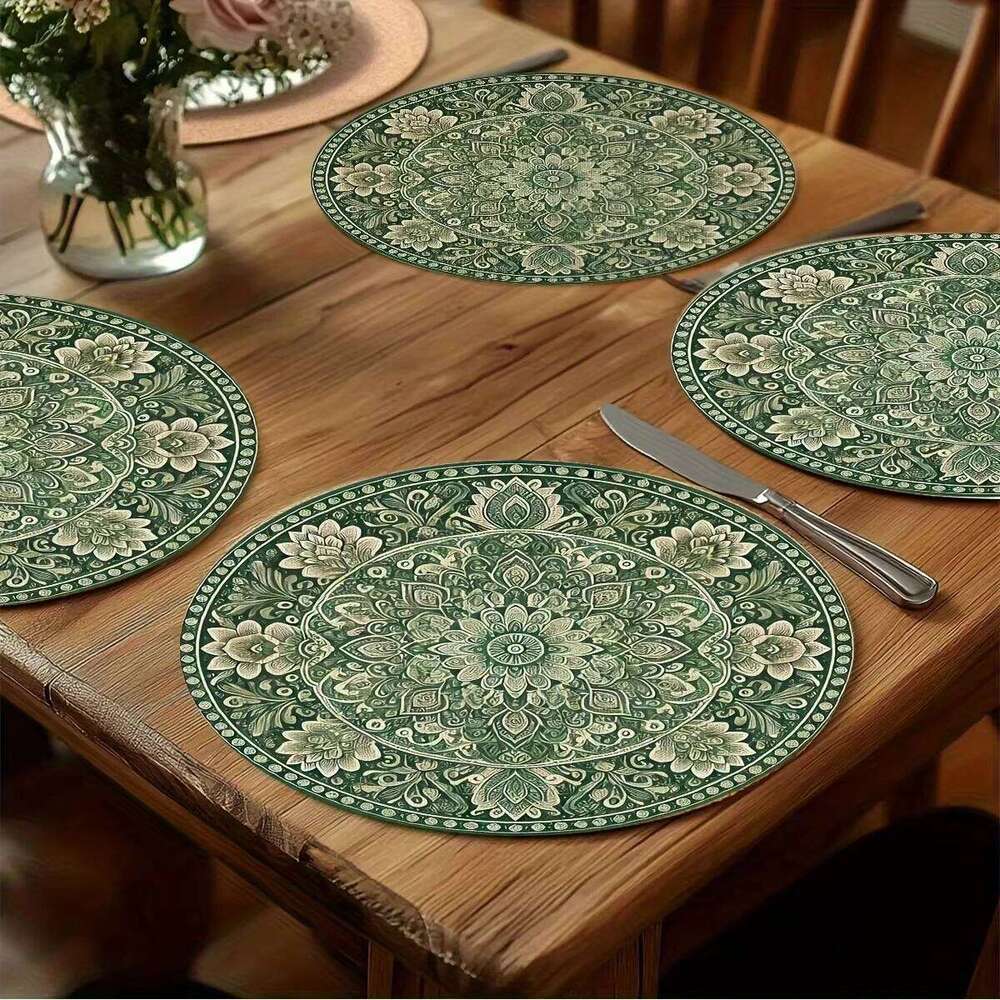 Mandala Flower Placemats Round And Elegant Design Mat Home Dining Table Decoration
