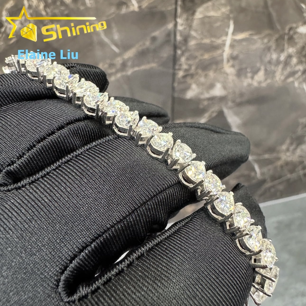 Luxury Hip Hop Fine Jewelry Sterling Silver 925 D Color VVS Moissanite Diamond Tennis Bracelet Pear Shape