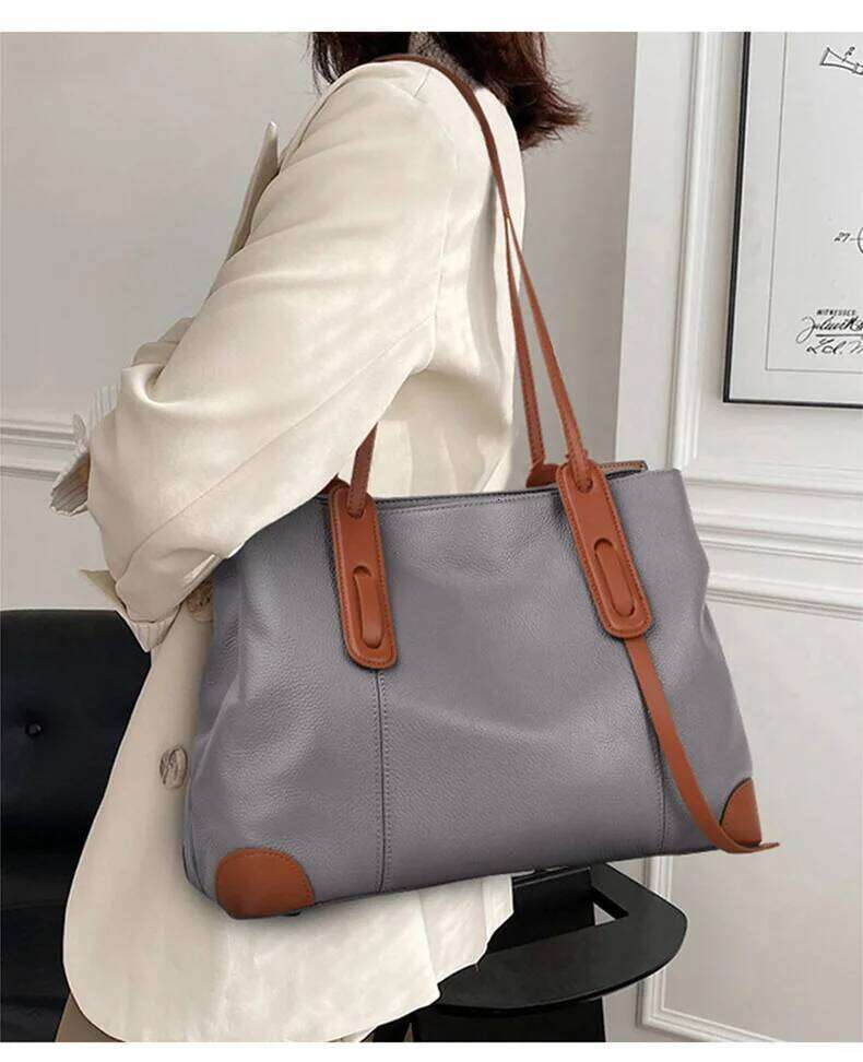 Luxury Shoulder Bag Hobo Winter Spring Lychee Leather Large Capacity Soft Leather Edge Women's Handbag SENYY