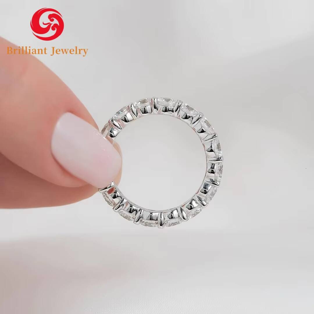 IGI Certified 18K Gold 3mm High Quality Iced Eternity Engagement Ring 01ct Lab Grown Diamond with D VVS VS Clarity