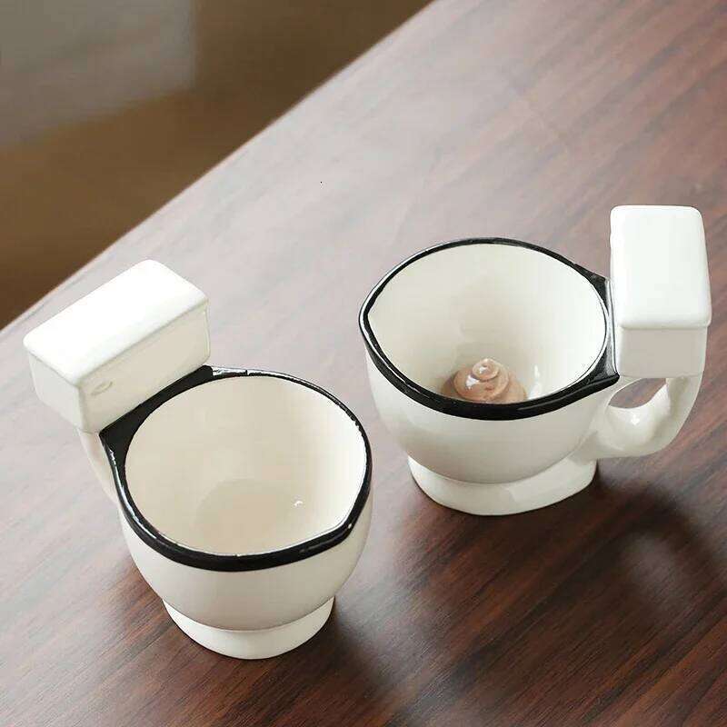 300ml Creative Quirky Novel and Interesting Gift Toilet Ceramic with Handle Coffee Tea Milk Ice Cream Cup