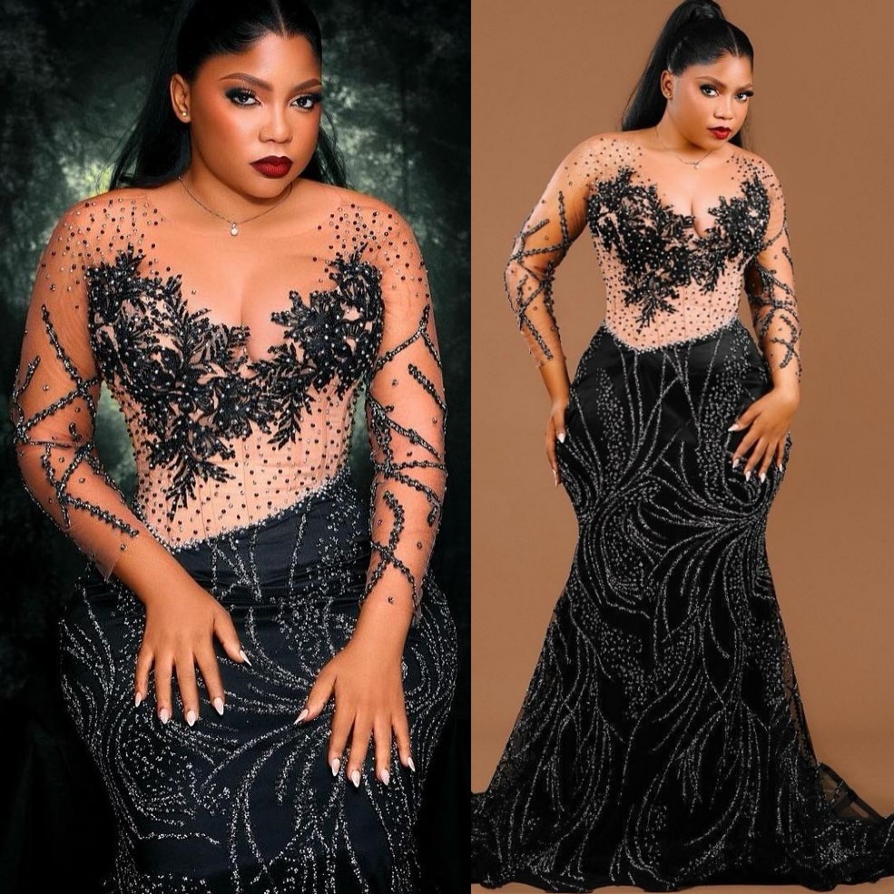Aso Ebi Black Mermaid Prom Dresses 2026 Beaded Applique Sequined Illusion Evening Formal Party Second Birthday Engagement Gowns Dress For Special Occa