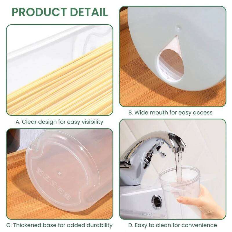 Food Grade Plastic Storage Jar Italian Strap Lock Lid Airtight Kitchen Storage Container Large Capacity Noodle Tank for Dry Food Kitchenware Pantry Or