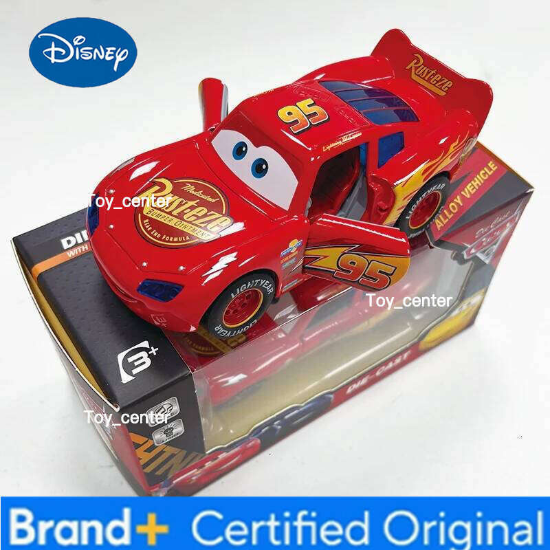 Disney Pixar Cars 1:32 Lightning McQueen Alloy Diecast Car With Light And Sound Rear Wheel Return Force Toys Kids Birthday Gifts H260113