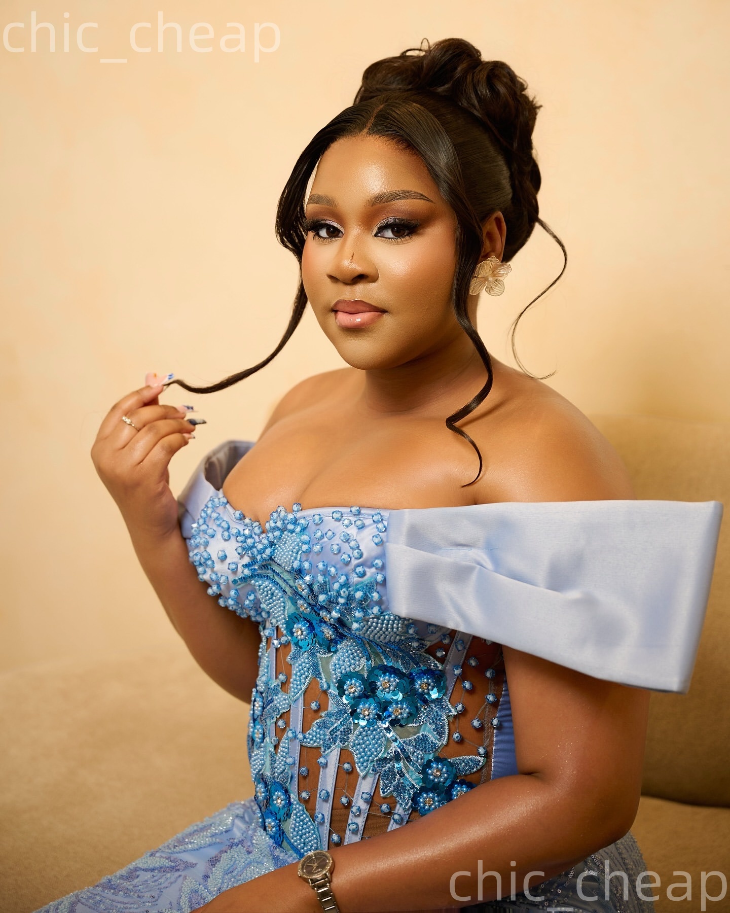 Aso Ebi Sky Blue Mermaid Prom Dresses 2026 Appliques Beaded Sequined Evening Formal Party Second Birthday Engagement Gowns Dress For Special Occasions