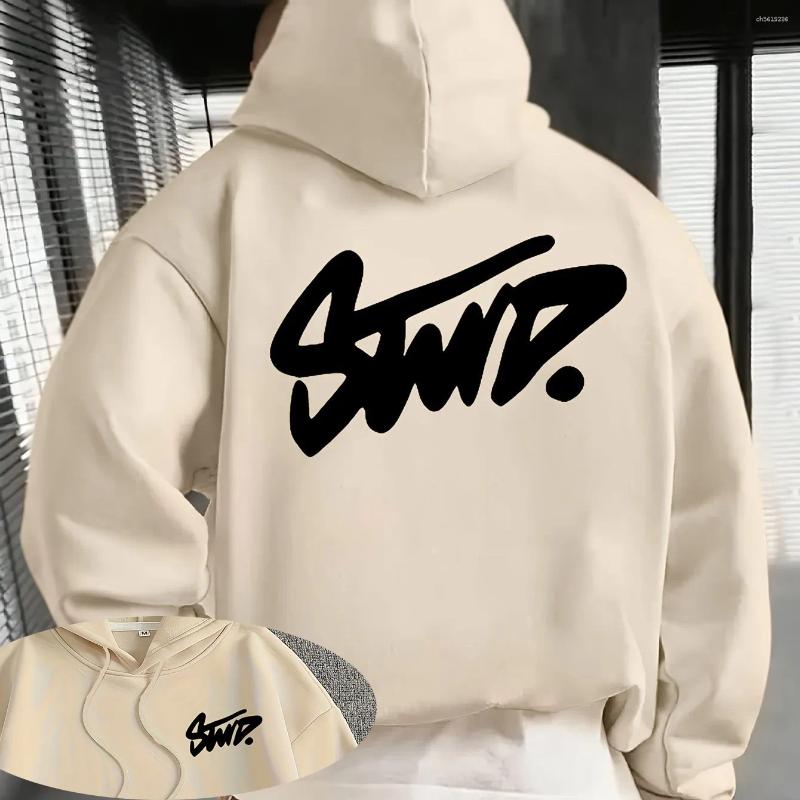 Men's Hoodies Streetwear Hoodie With Bold 'STWD' Graphic Urban Fashion Sweatshirt For Casual Look Trendy Black Daily Wear S-2XL