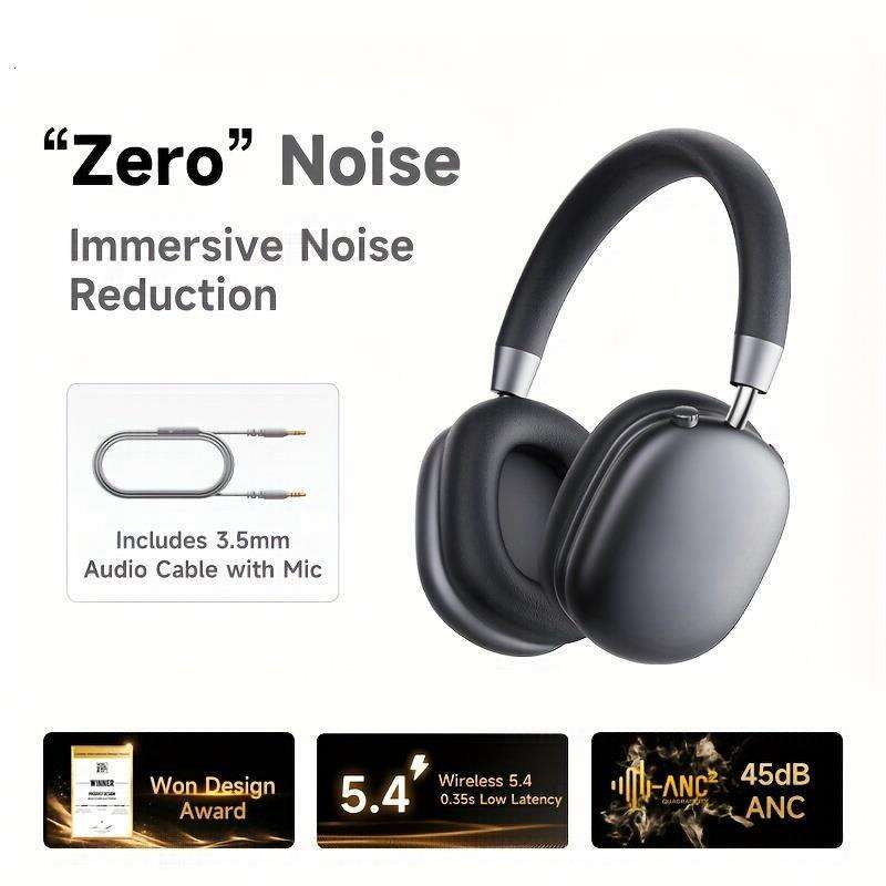 Picun F5 ANC Headphones 45Db Noise Cancellation, Wireless 5.4 Low-Latency, Spatial Audio, Hybrid Anc/Passive Mode, -C/, Compatible With Pc Xingkaishen