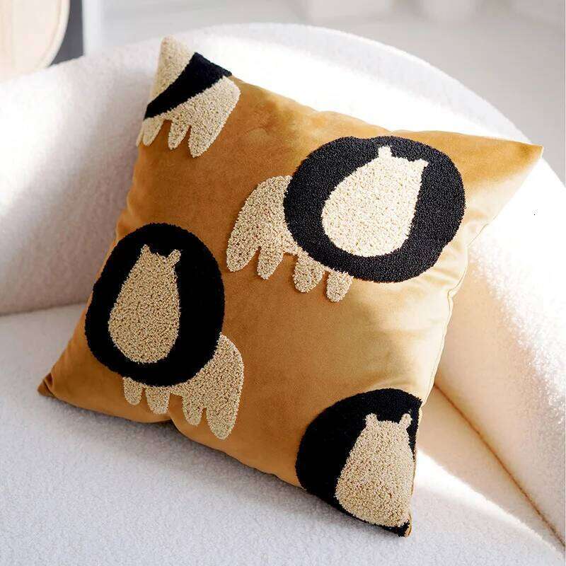 45x45CM Nordic Simple Throw Pillow Embroidered Plush Cute Animal Sofa Cushion Waist Cover Home Decorative Pillowcase