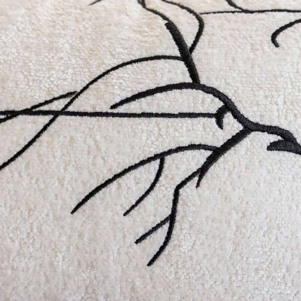 Home Textiles Throw Pillow Cover Black White Floral Pattern Light Luxury Jacquard Embroidery Cushion Case for Sofa Living Room Bedroom Kitchen Nordic 