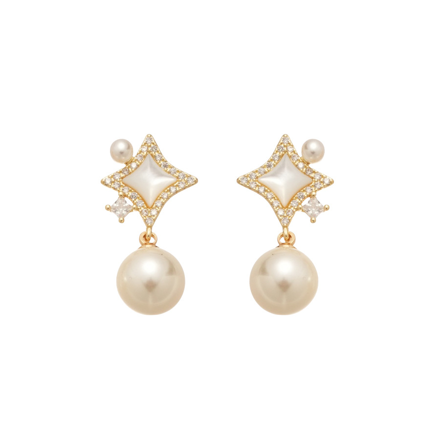 Real Gold Plated Silver Needle Zircon Pearl Niche High-End Elegant Daily Commute Versatile Earrings for Women - view 8