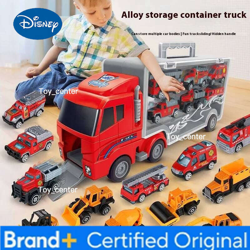 Disney Children's Toy Car Alloy Engineering Vehicle Fire Combination Storage Container Dinosaur Transport Truck H260113