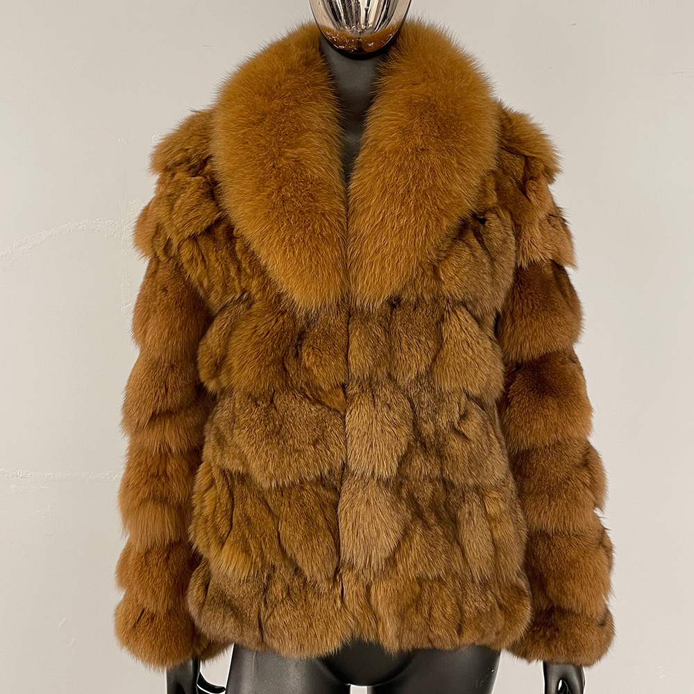 Thick Warm Coat Natural Fox Fur Coat Womens Winter Warm Fur Jacket Plus Size Coat Womens Tank Top Coat Beig 241112