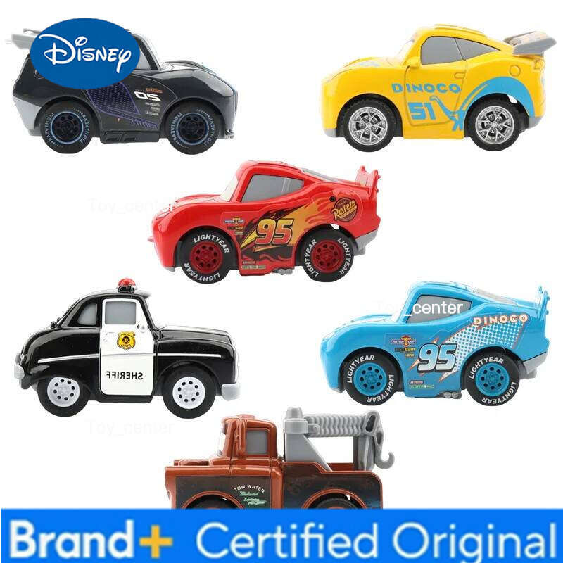 Disney 6.5cm Original Pixar Cars Mini McQueen Mater Jackson Sheriff Metal Pull-Back car Toys for Boys Christmas Gift H260113