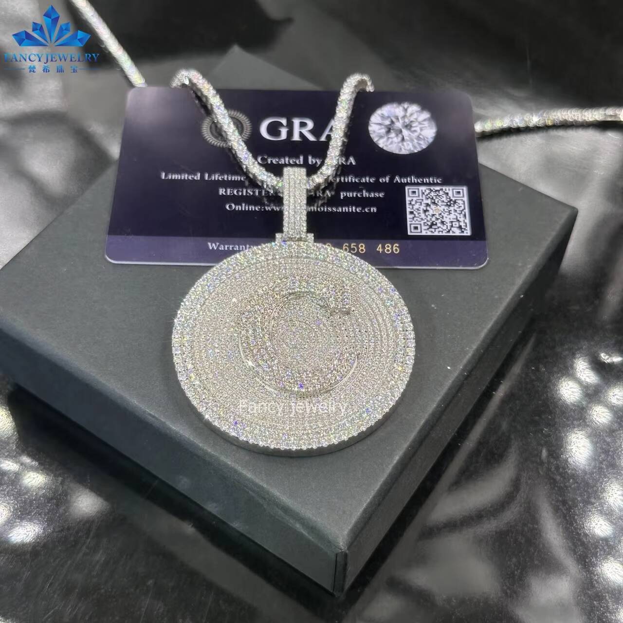 Custom Name Moissaite Pendant 925 Silver Iced Out Round Fully Bling Moissanite Bling Letter C Hip Hop Jewelry - view 4