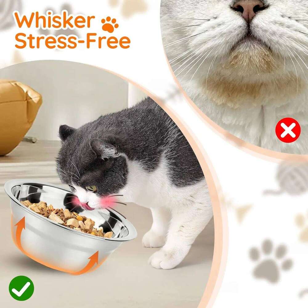 Elevated Cat Raised Wood Stand Feeder with 3 Stainless Steel Bowls Feeding & Watering Supplies for Puppy Cats Accessories 26W0113