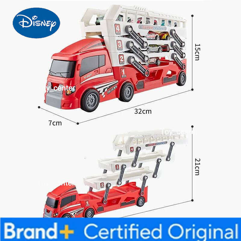 Disney Ejector container truck engineering with 6 alloy children's pull-back car toy Christmas Thanksgiving gift H260113