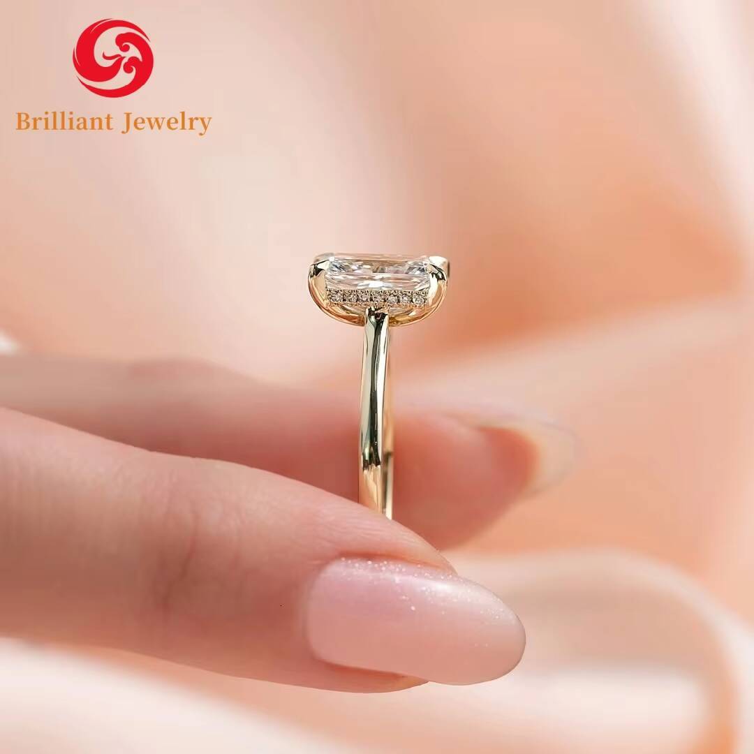 Fashion Luxury GRA Certified VVS D Radiant Cut 3CT Moissanite Wedding Engagement Ring 14K 18K Solid Gold Ring for Women Men