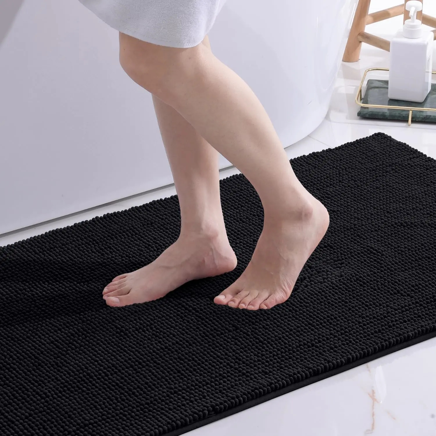 Homaxy Chenille Plain Shorthair Melt Adhesive Material Mat Indoor Non Slip Bathroom Mat Dirt Absorbent Mat Absorbs Water 260112 - view 5
