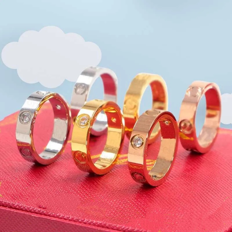 Rings Designer Luxury Brand Love Women's Couple Jewelry Ring Titanium Steel Diamond Casual Fashion Street Classic 4mm 5mm 6mm Silver Rose Gold Optional nice