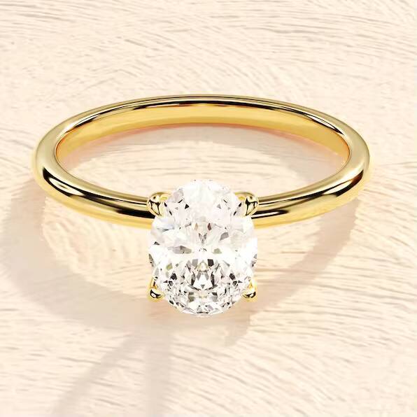 1CT Oval Cut VVS Moissanite Engagement Wedding Ring 925 Sterling Silver Gold Plated Beautiful Moissanite Rings