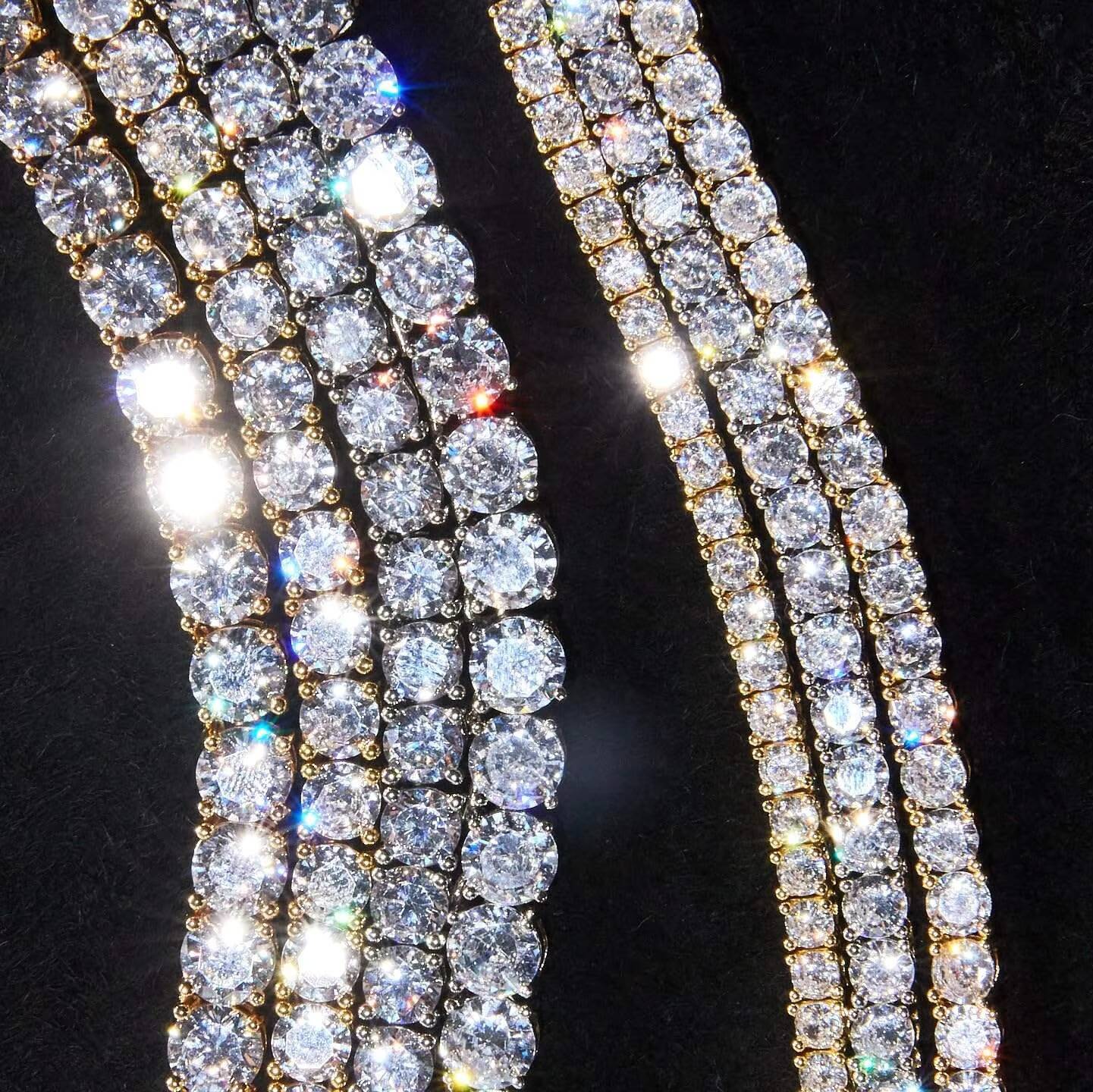 Hip Hop Moissanite Fine Jewelry Tennis Choker Necklace Silver Plated Diamond Tennis Chain Necklace Unisex Moissanite Necklace