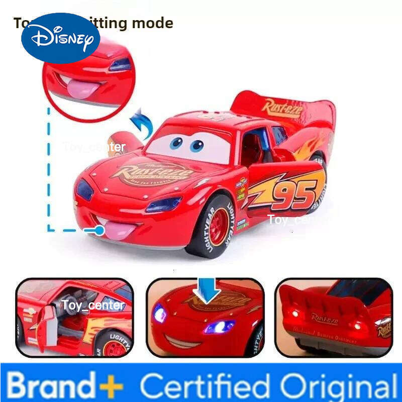 Disney Pixar Cars 1:32 Lightning McQueen Alloy Diecast Car With Light And Sound Rear Wheel Return Force Toys Kids Birthday Gifts H260113