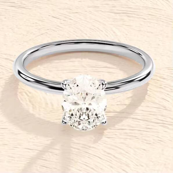 1CT Oval Cut VVS Moissanite Engagement Wedding Ring 925 Sterling Silver Gold Plated Beautiful Moissanite Rings