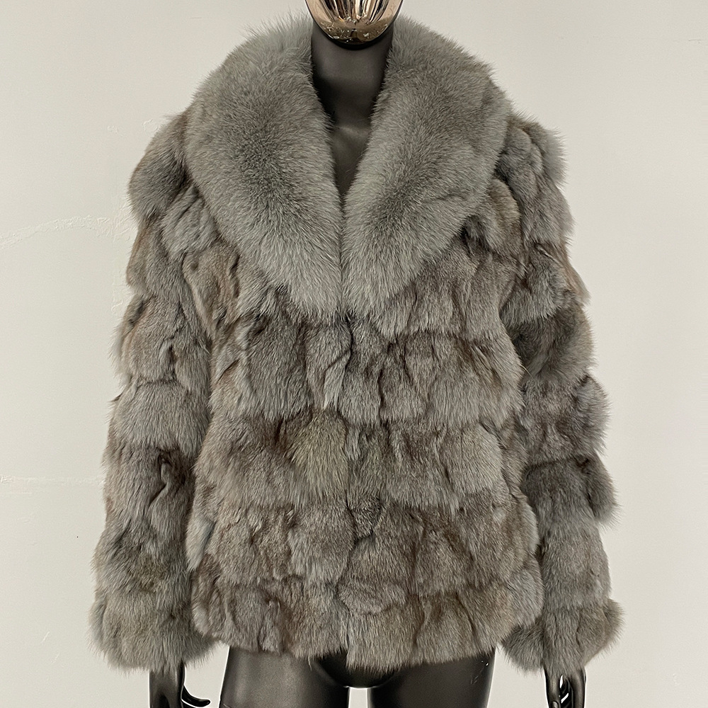 Thick Warm Coat Natural Fox Fur Coat Womens Winter Warm Fur Jacket Plus Size Coat Womens Tank Top Coat Beig 241112