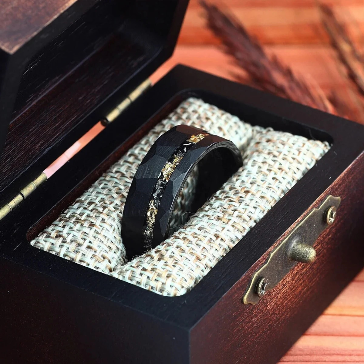 Mens 8MM Blcak Meteorite tungsten carbide ring fashion jewelry wedding bands engagement Promise rings Comfort Fit Gifts 260112