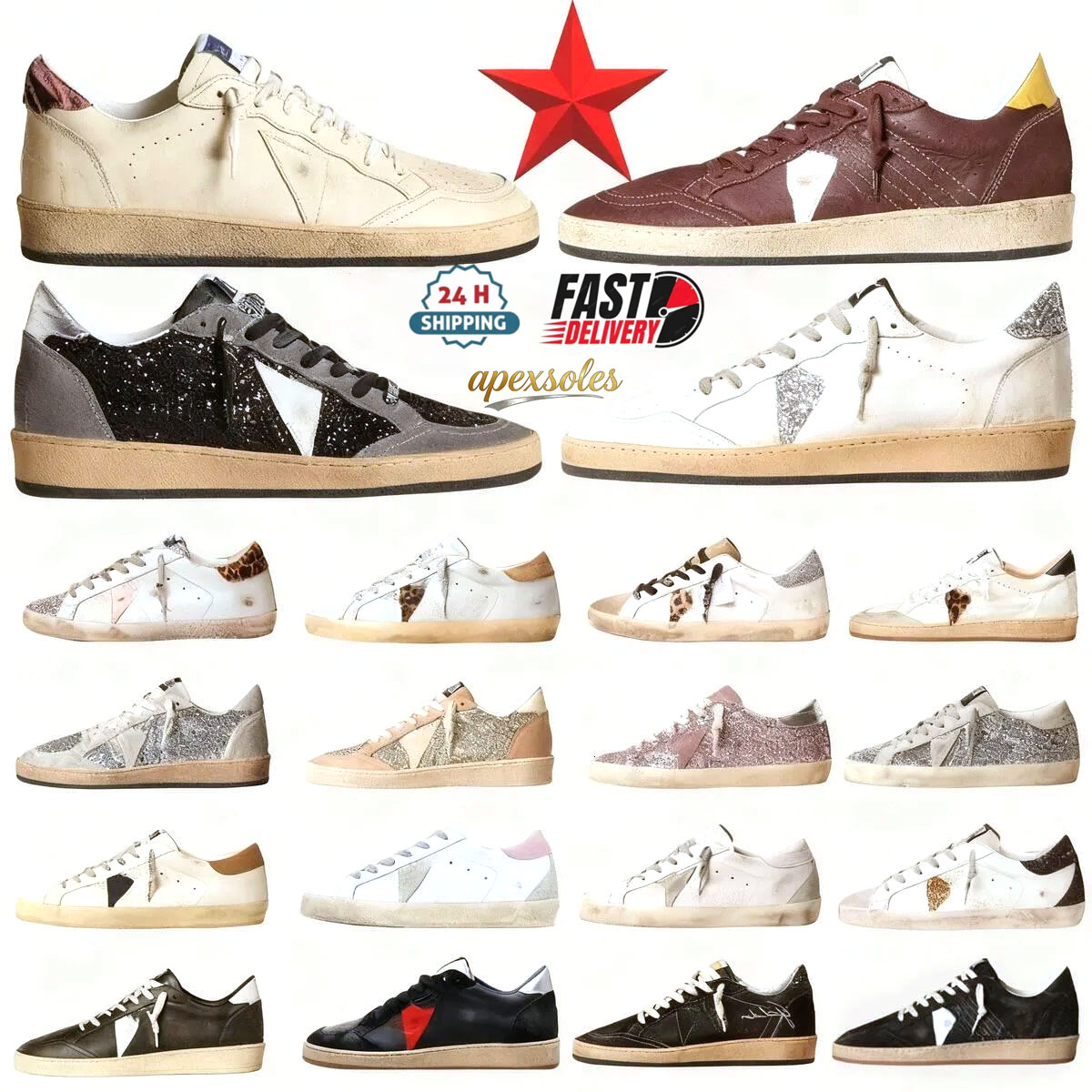 Designer shoes Sneakers Casual Star Shoes Luxury Ball-Star Dirty Loafers Italy Brand Original Platform Trainers Mens Womens