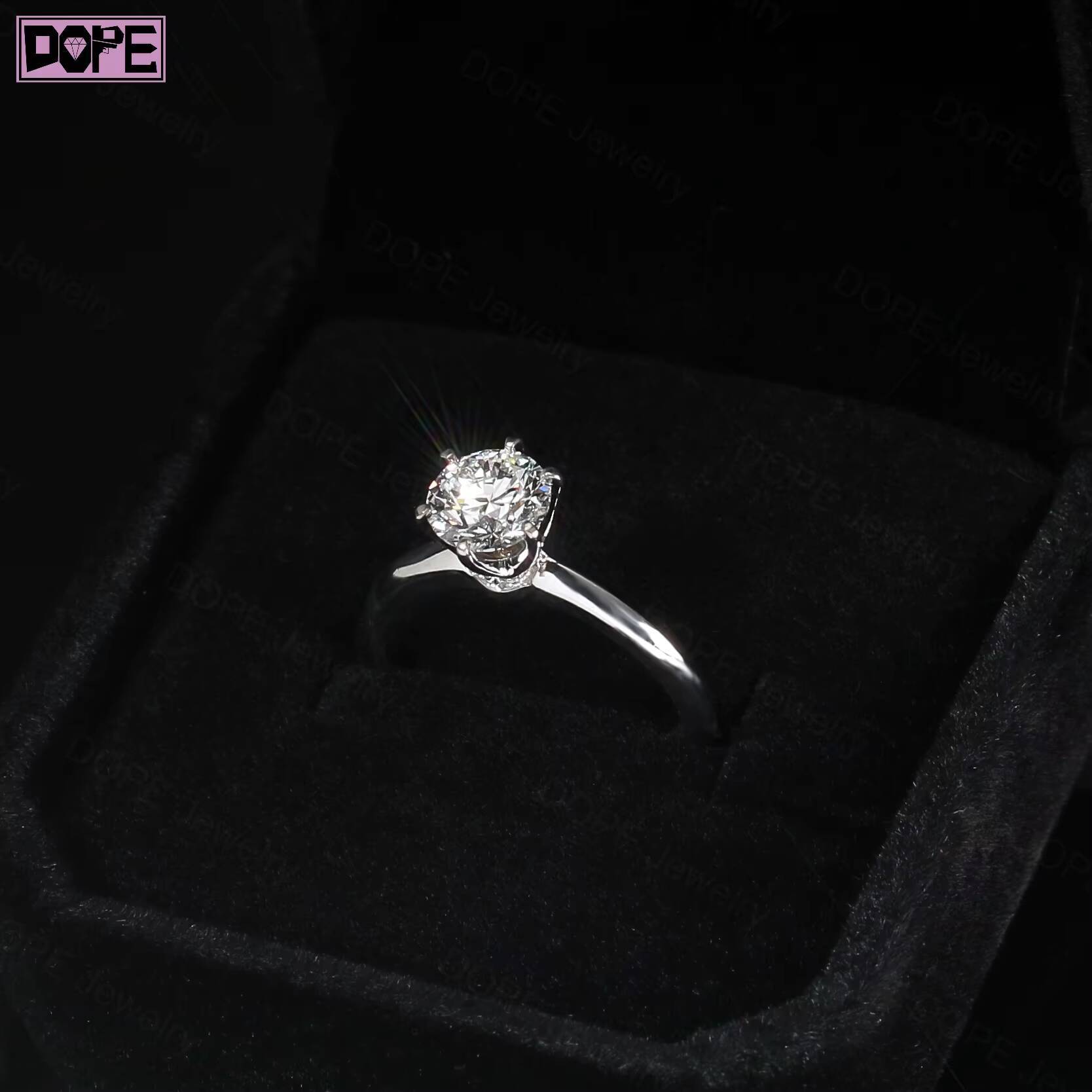 Classic Moissanite Ring Solitaire Women 1CT VVS 14K Gold Prongs Setting Wedding Engagement Ring