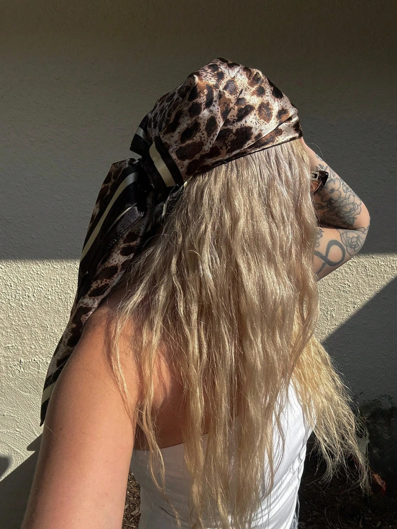 Leopard Square Silk Scarf Women Satin Print Hijab Scarves Pareo Bandana Female Shawl Wrap Headband Foulard 9090cm 260106