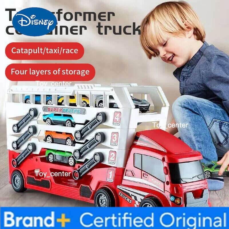 Disney Ejector container truck engineering with 6 alloy children's pull-back car toy Christmas Thanksgiving gift H260113