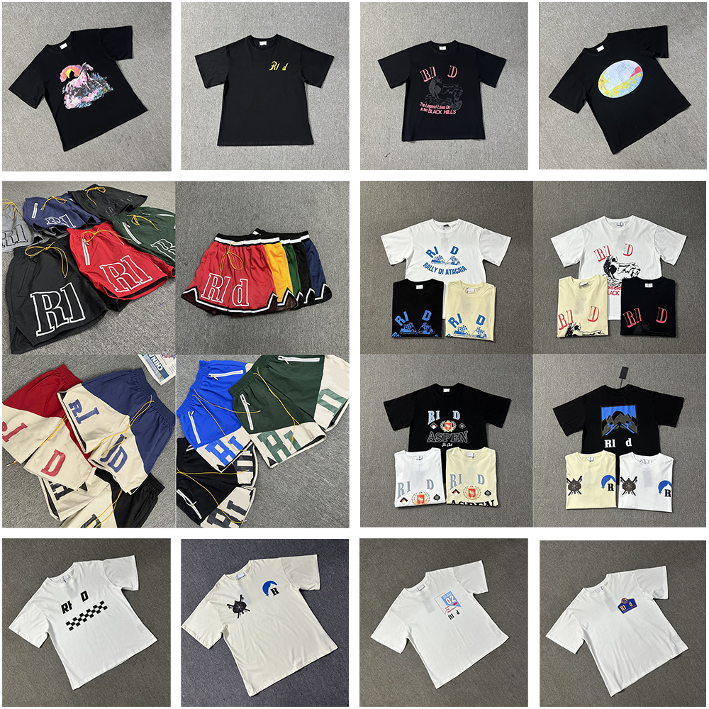 Premium Cotton Re Graphic Letter Print Unisex Loose Tees Rhued Inspired Designer T-Shirts Quick Drying Breathable Mesh Shorts Pants for Men Women