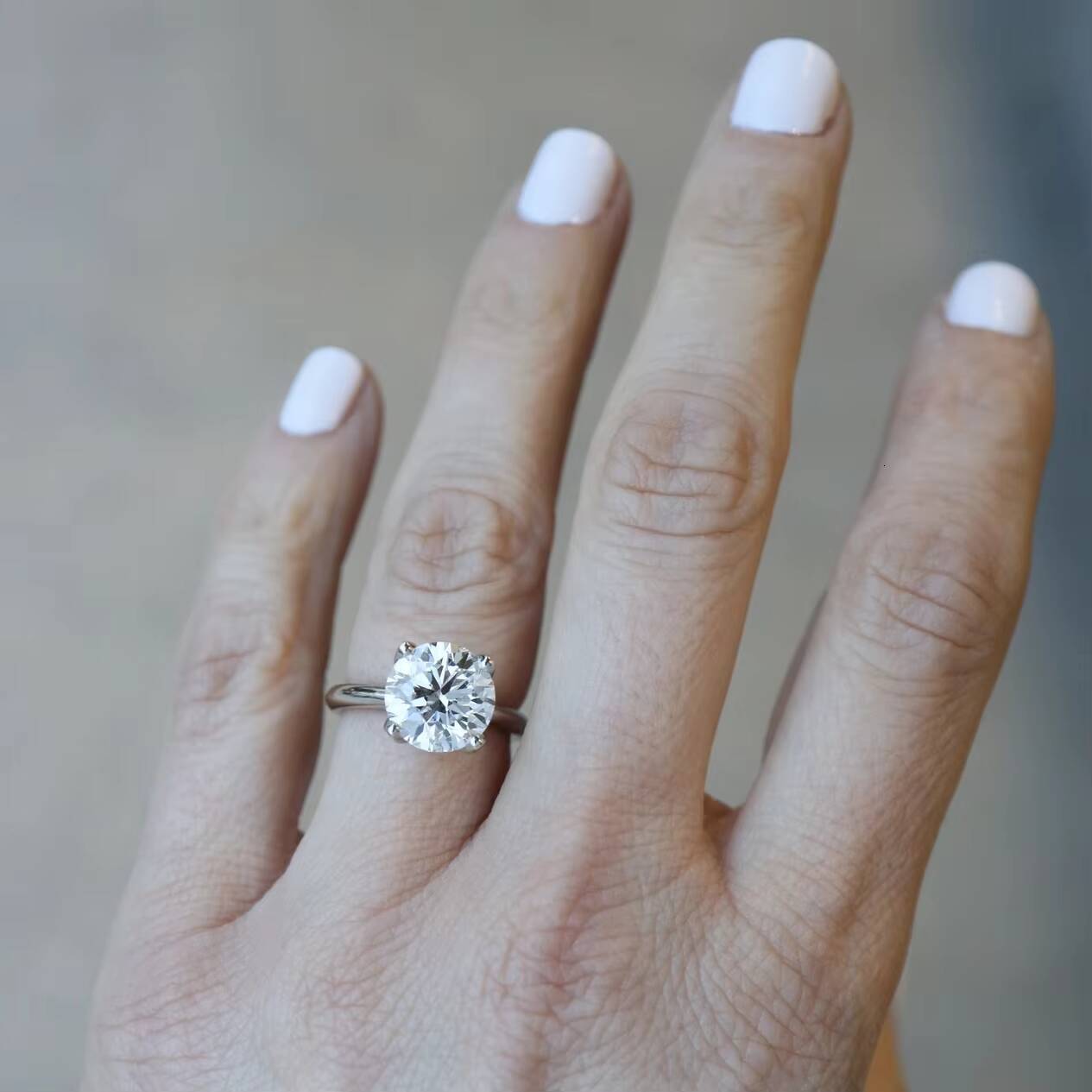 925 Sterling Silver Ladies Ring 2ct 3ct 8mm 9mm Round Cut 4 Claw Moissanite Engagement Ring With GRA Certificate