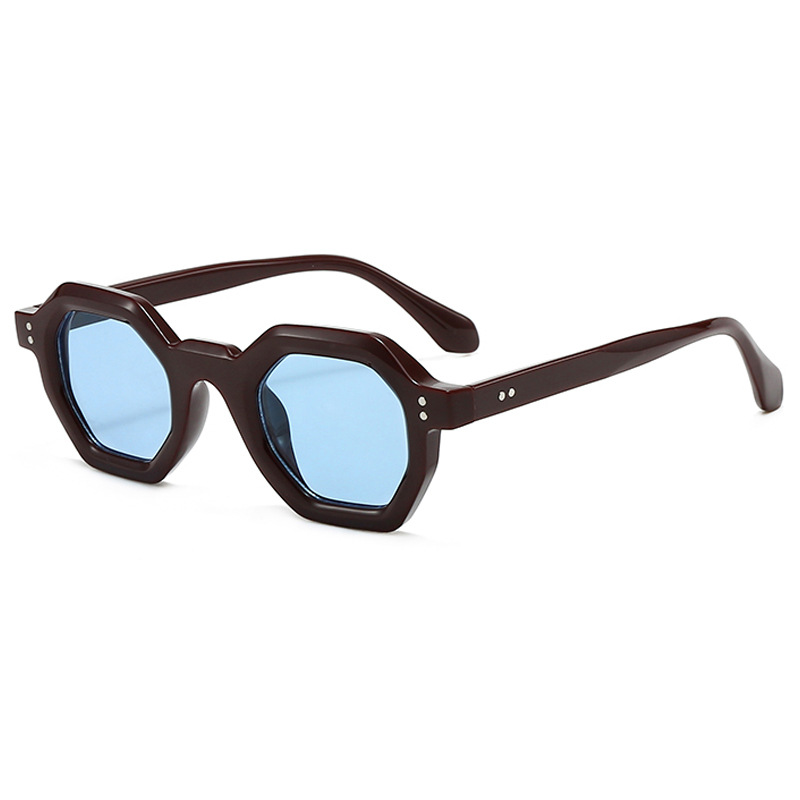 New style polygonal sunglasses for women, European and American cross border trendy sunscreen sunglasses, high end concave style glasses for men