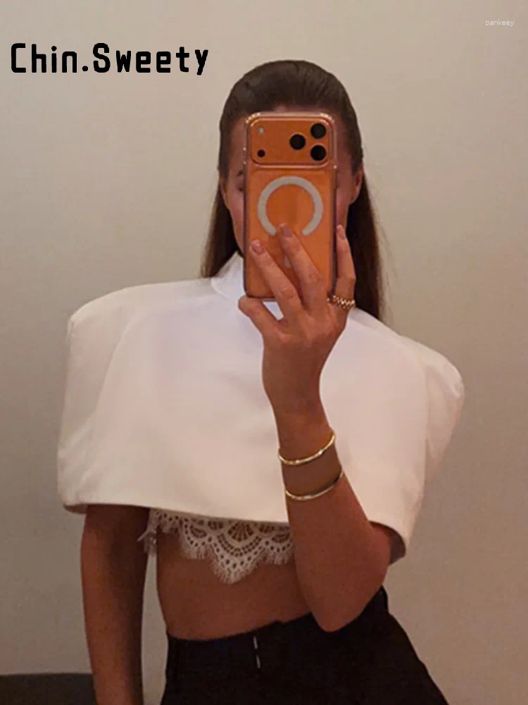 Women's T Shirts Elegant Solid Stand Neck Crop Shawl Top Women Sleeveless Show Waist Tops Lady Fashion Chic Evening Party Clothes 2026