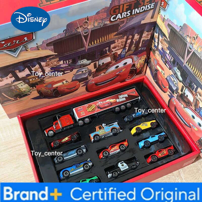 Disney 2026 HOT 12Pcs Pixar Cars Gift Box Metal Diecast lightning McQueen Car Model Toy Jackson Uncle Truck Boy Birthday Toys H260113