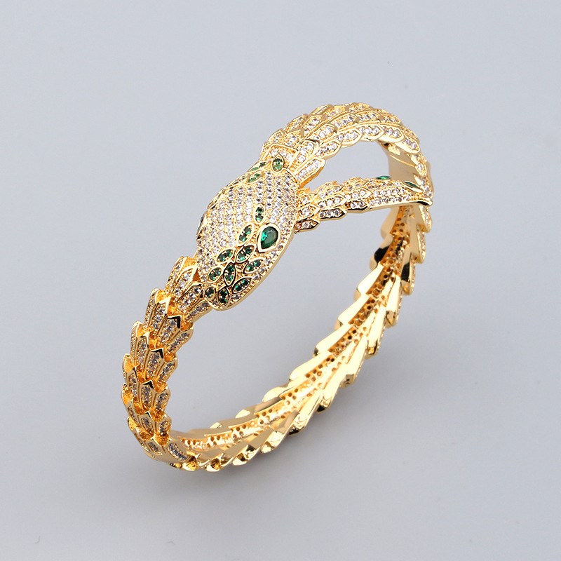 Bracelet Ring Jewelry Gold-Plated Copper Snake With Diamonds Bracelet Ring Personalized Creative Jewelry Bracelet Ring Wholesale