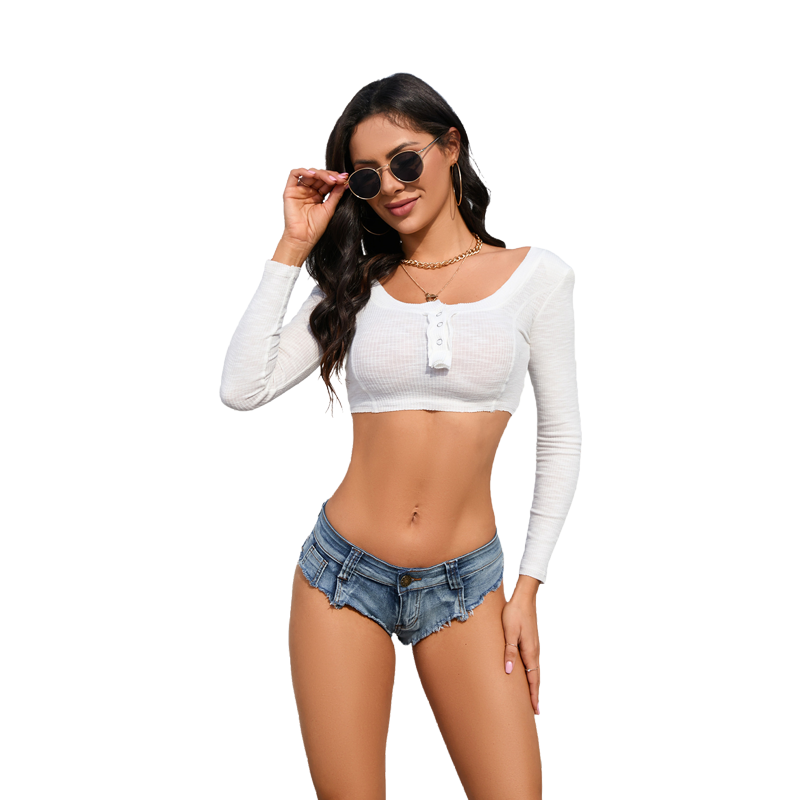 Women's Shorts---Low-Waisted Y2K Denim Shorts, Plus-Size Stretchy Slim-Fit Hot Pants--655