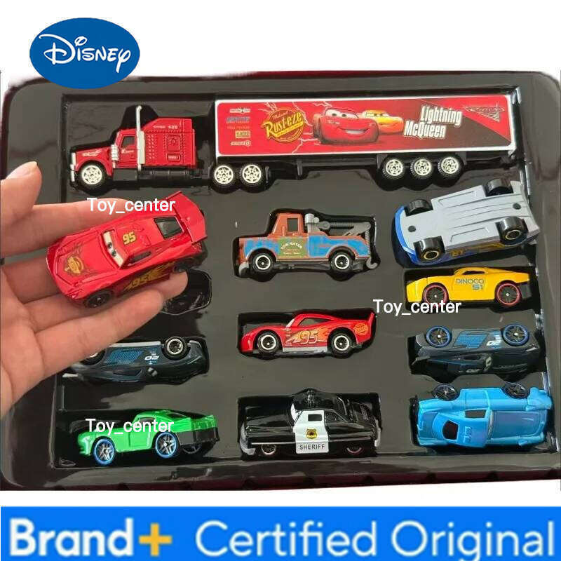 Disney 12pcs Pixar Car box metal cast Lightning McQueen car model Uncle Jackson Truck Boy birthday Christmas toy gift H260113