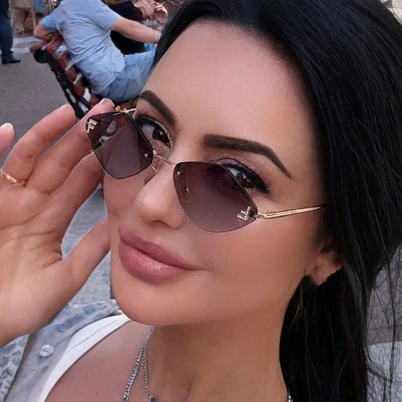 Trendy Rimless Diamond-shaped Sunglasses F Womens Sun Glasses Ladies Classic Elegant Eyewear Shades 260109 - view 3