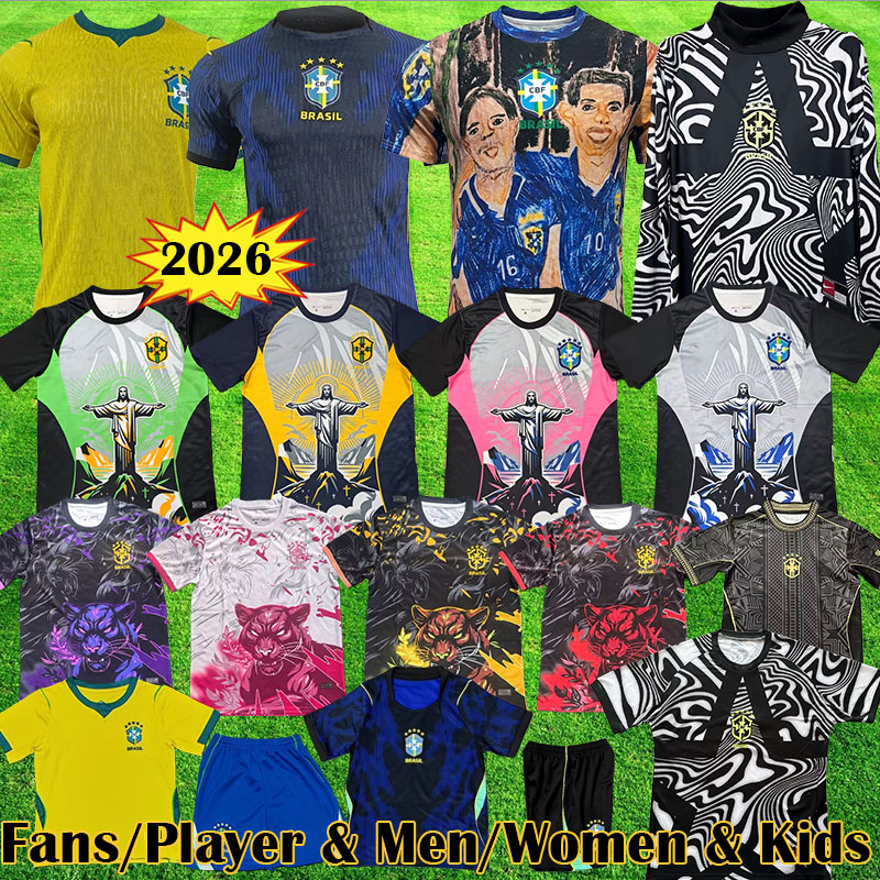 Brazil Jersey 2026 World Cup MARQUINHOS BRUNO G RODRYGO Special Edition 26 27 Brasil VINI JR RAPHINHA MARTINELLI Fans 4XL Players Women Kids Football Shirt