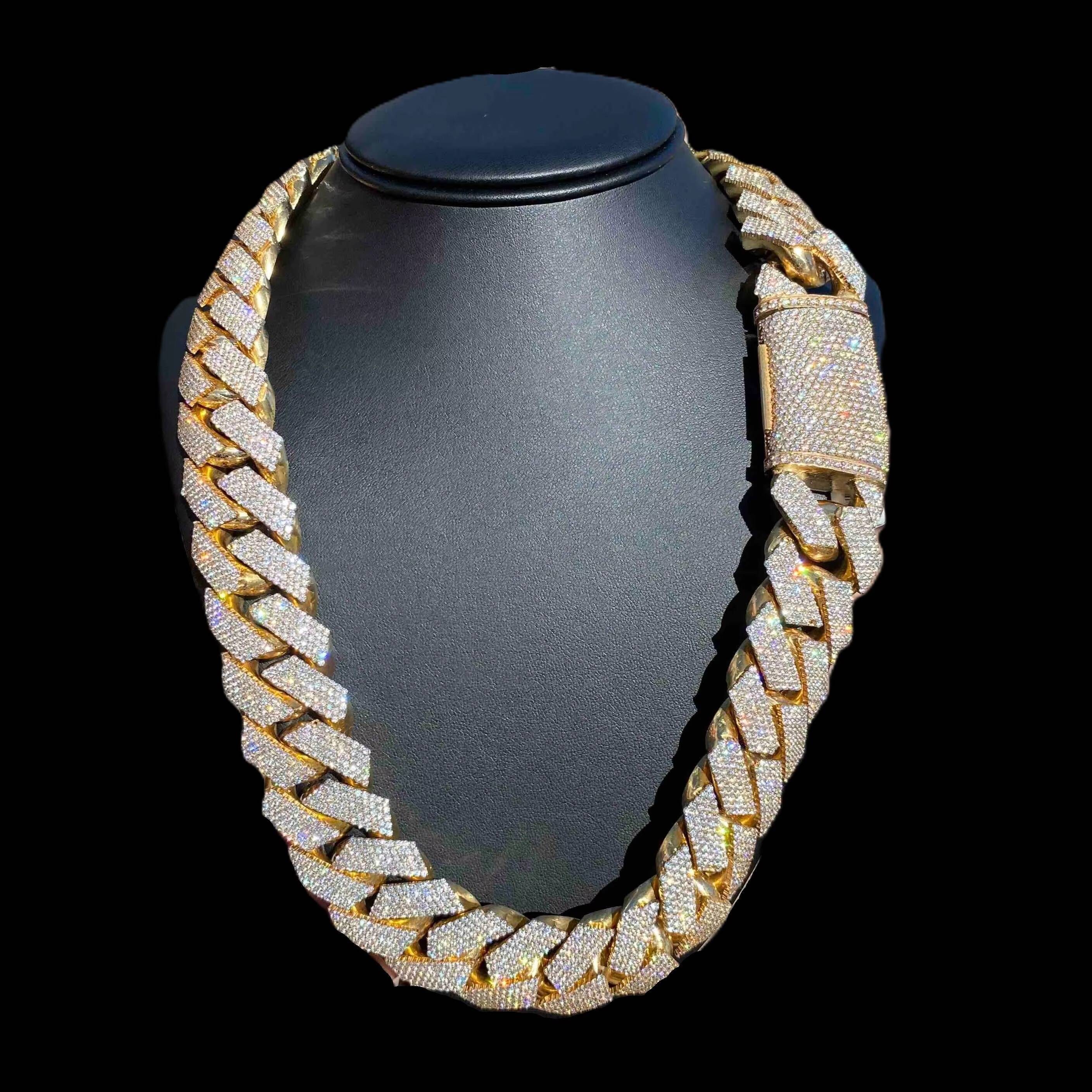 Custom 550 Grams 925 Silver Rope Chain Big Rappers Hip Hop Style Moissanite Stones Yellow Gold LG Diamond Chain For Rappers Man