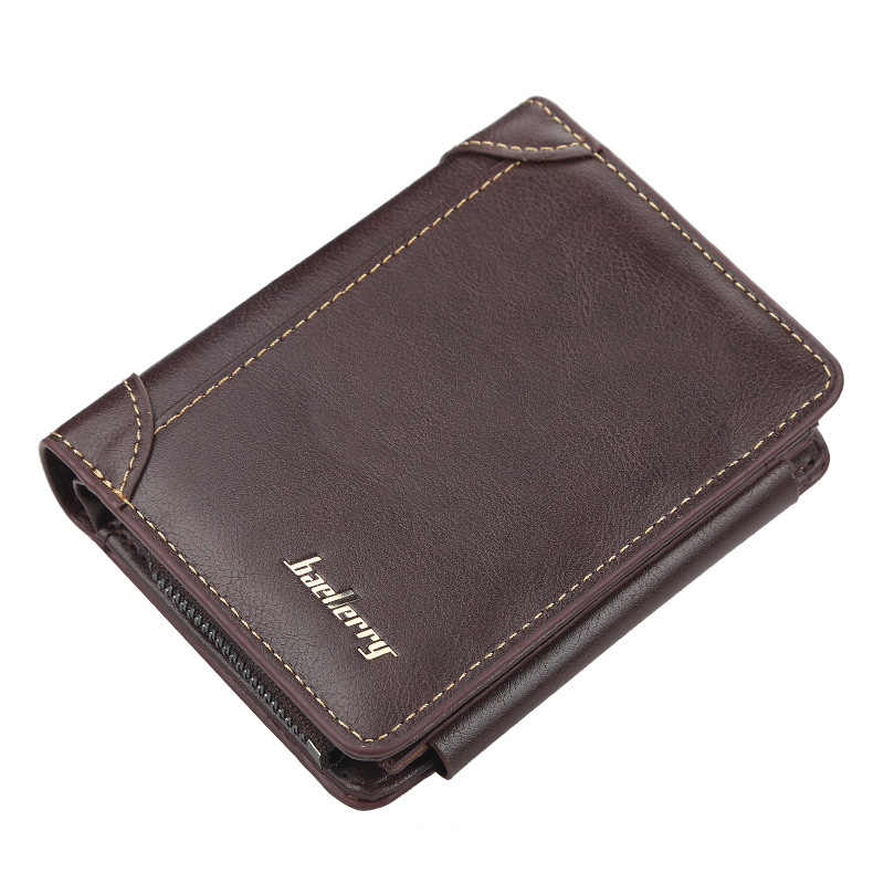 Baellerry bestselling new men's trendy business wallet with multiple card slots and large capacity Zipper wallet coffee black brown