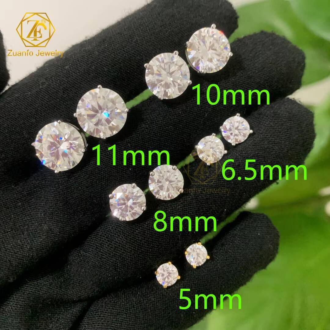 01-4ct Moissanite 3mm 5mm 65mm 10mm D Color 925 Sterling Silver 4 Prong Classic Stud Earrings for Women Men
