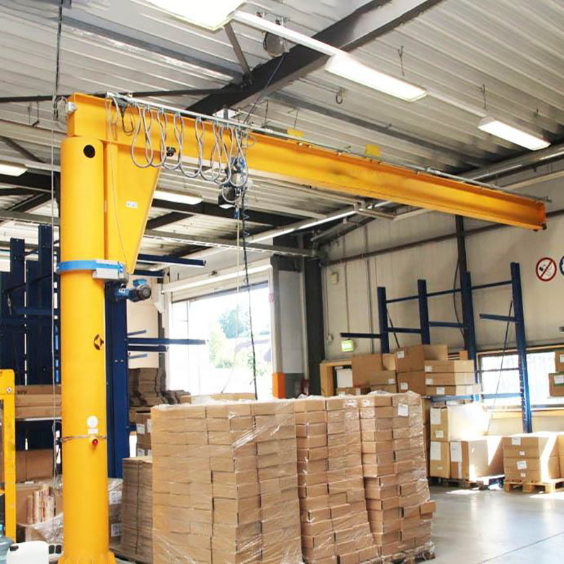 1 2 3 5 10 20 Ton Pillar Mounted Jib Crane - 360 Degree Rotating Free Standing Floor Crane with Electric Hoist for Industrial Workshop Use