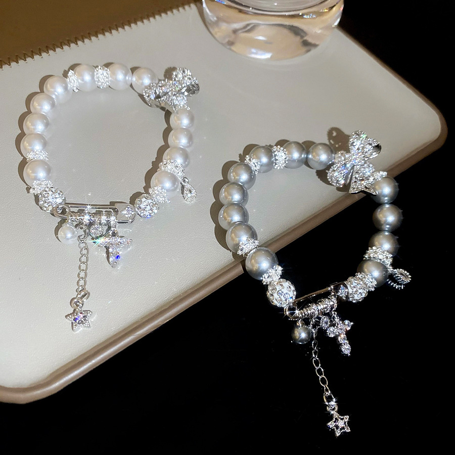 Zircon Bowknot Cross Pearl Light Luxury High-end Feel Bracelet Small Niche Temperament Versatile Jewelry for Women - view 5